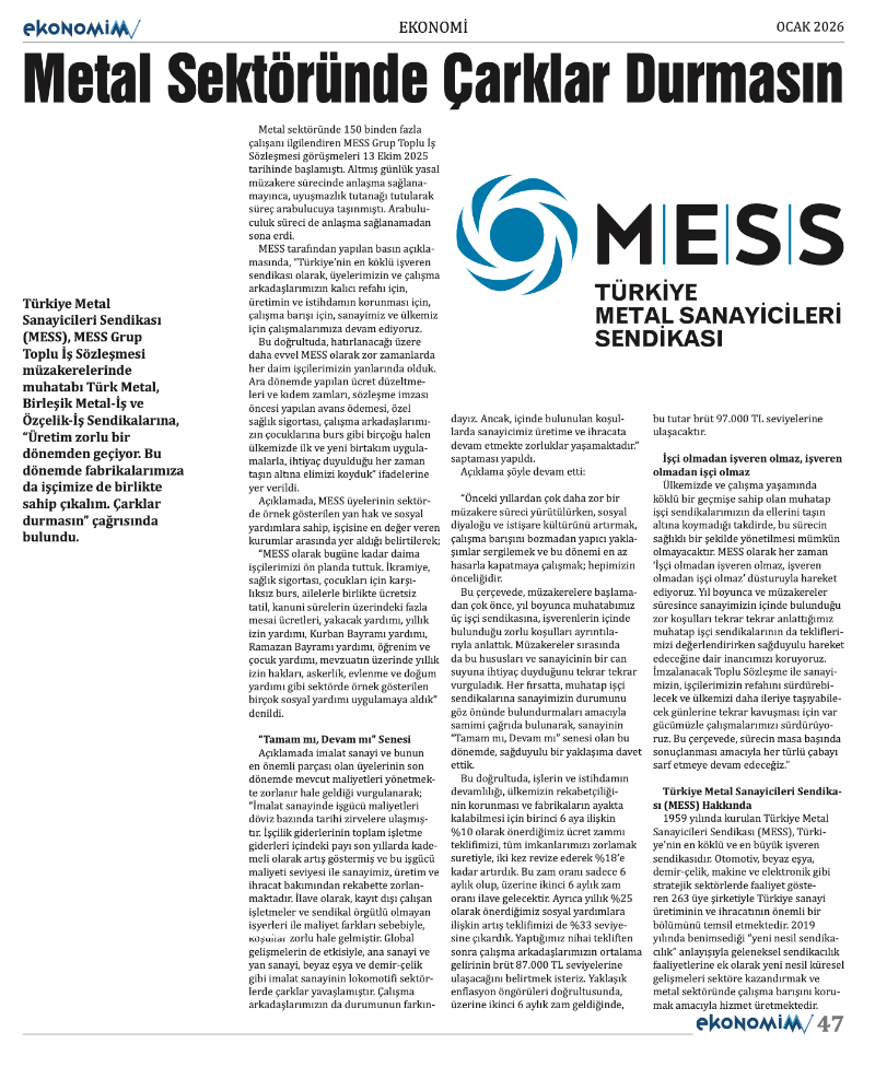 EKONOMİM 2026 OCAK sayısında: