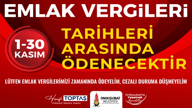 Emlak Vergisi ödemesi hatırlatması